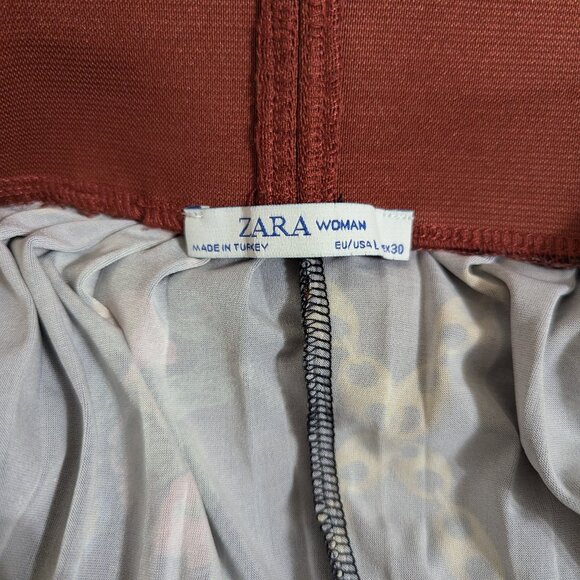 Zara Floral Chain Print Pleated Plisse Midi Skirt - Large - Picture 3 of 3